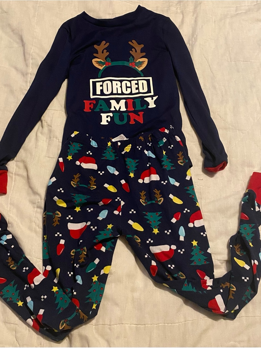 Holiday Time Navy 'Forced Family Fun' Kids Pajama Set